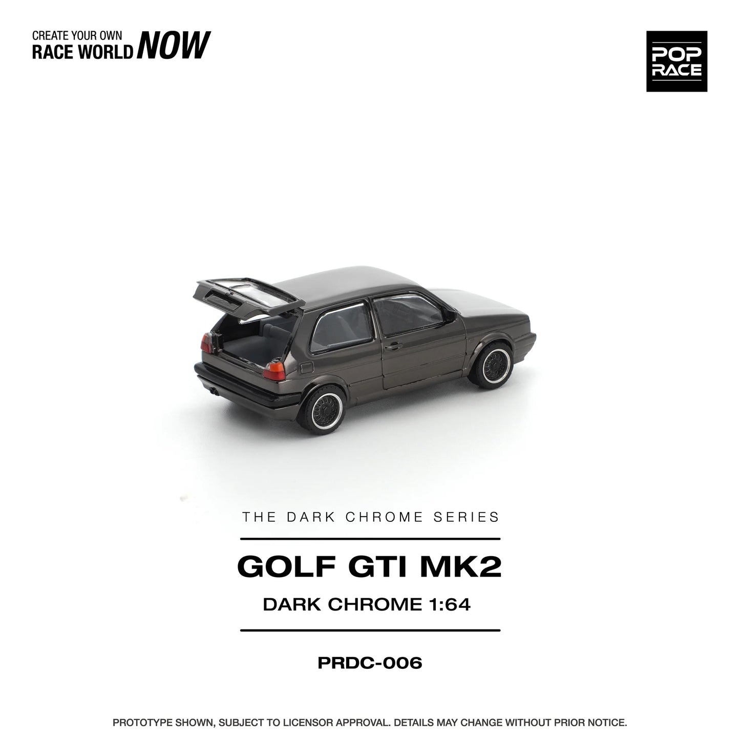 POP RACE 1/64 - GOLF GTI MK2 DARK CHROME