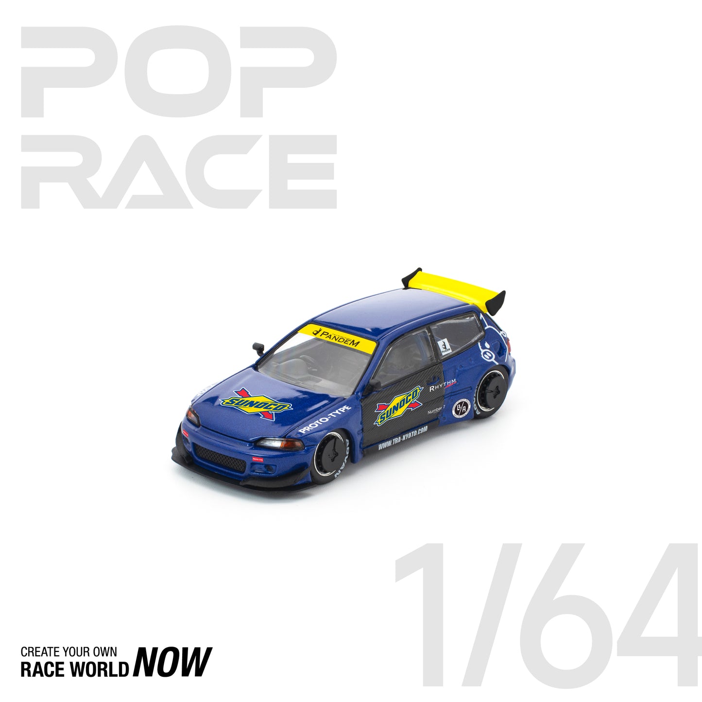 POP RACE 1:64 PANDEM CIVIC EG6 BLUE/BLACK