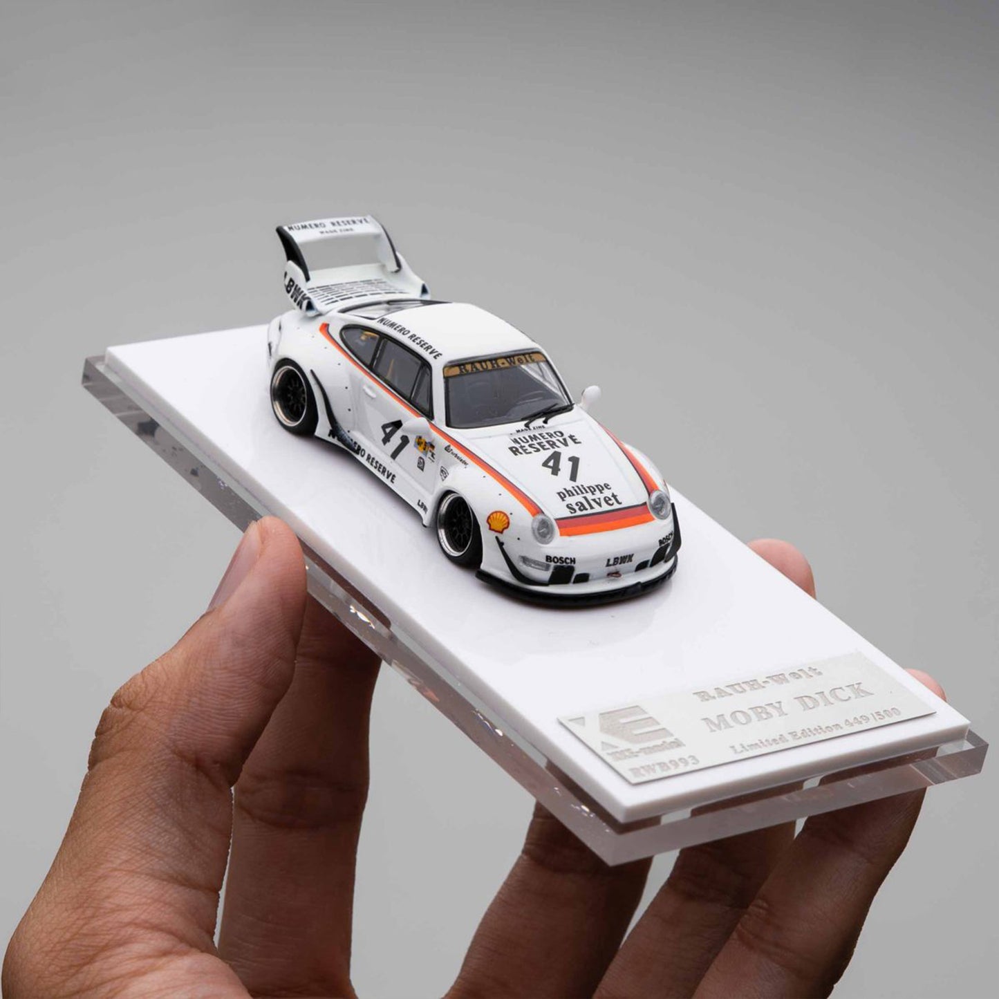 PORSCHE 993 RWB #41, WHITE: MOBY DICK 1:64