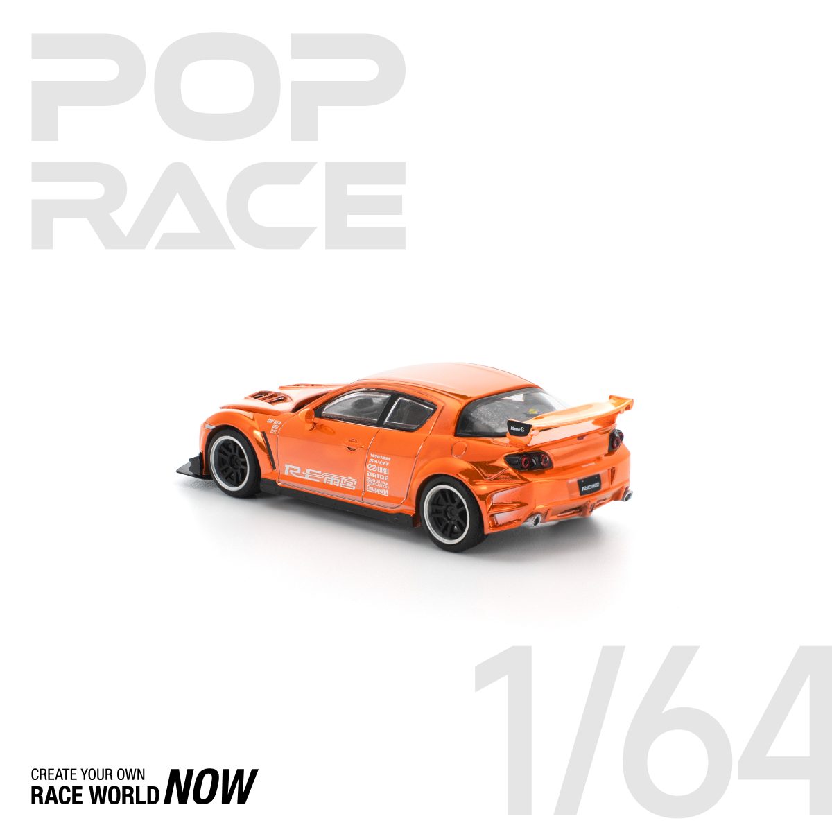 POP RACE 1:64 MAZDA RX-8 RE-AMEMIYA CHROME ORANGE - PRE ORDER