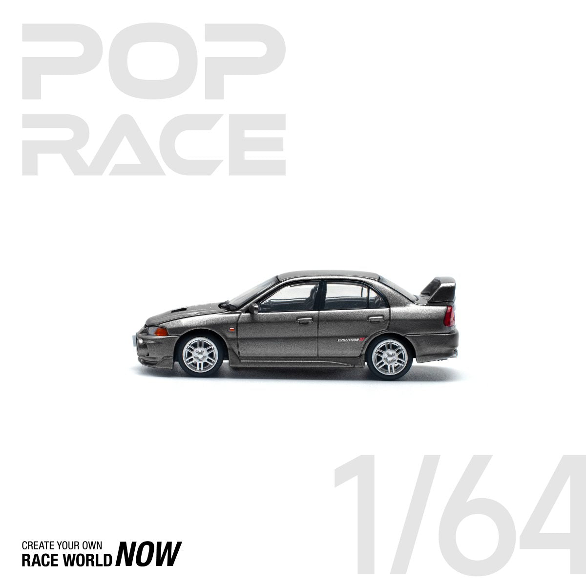 POP RACE 1:64 MITSUBISHI LANCER EVOLUTION IV DARK GREY - PRE ORDER