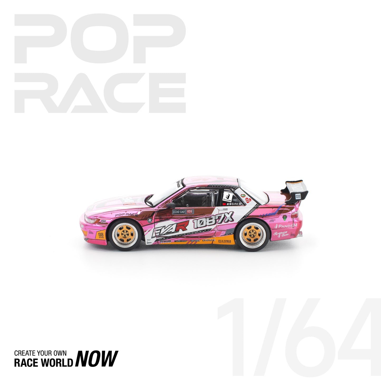 POP RACE 1:64 PANDEM S13 EVA RT PRODUCTION MODEL CUSTOM TYPE-08 EVA RACING x 1087X