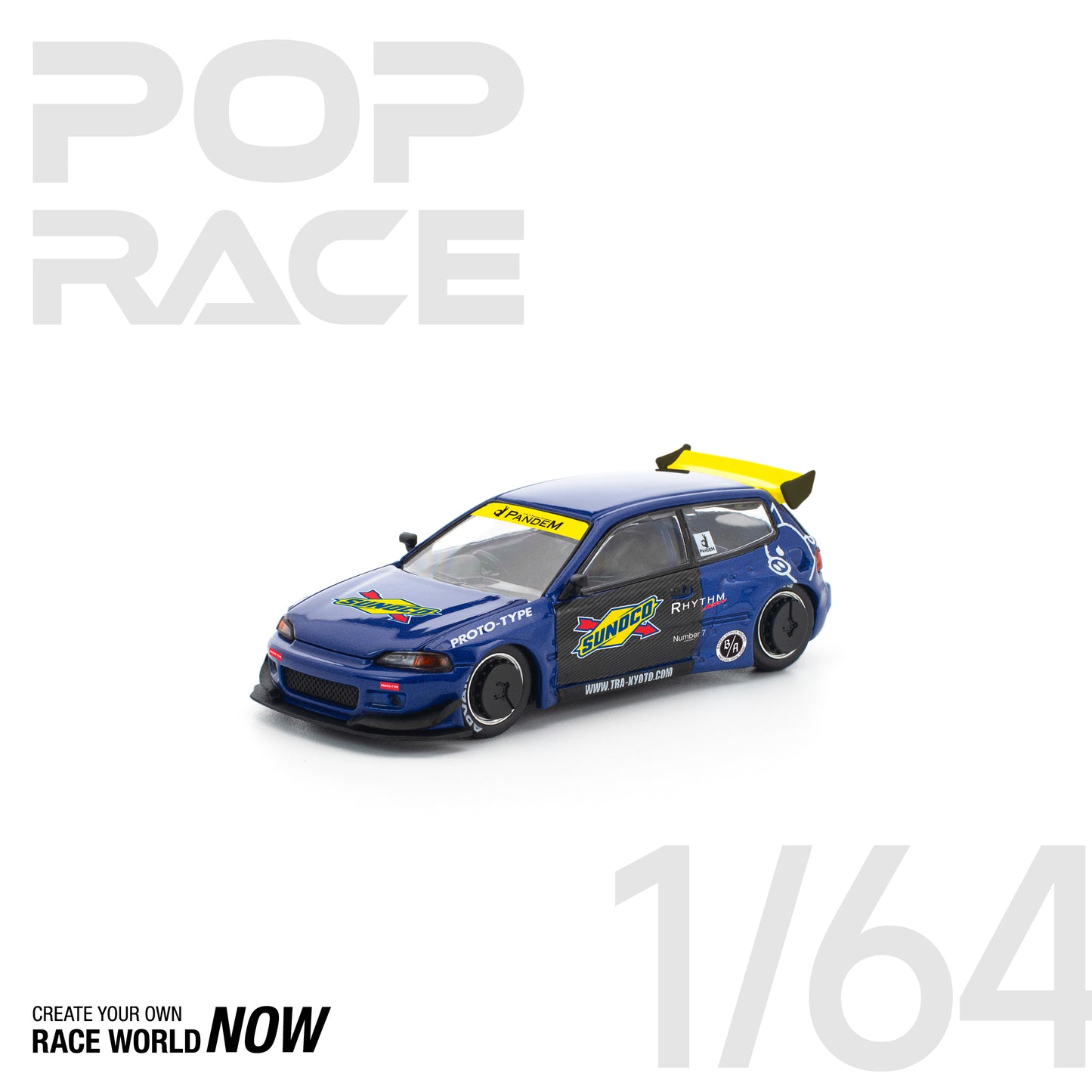 POP RACE 1:64 PANDEM CIVIC EG6 BLUE/BLACK