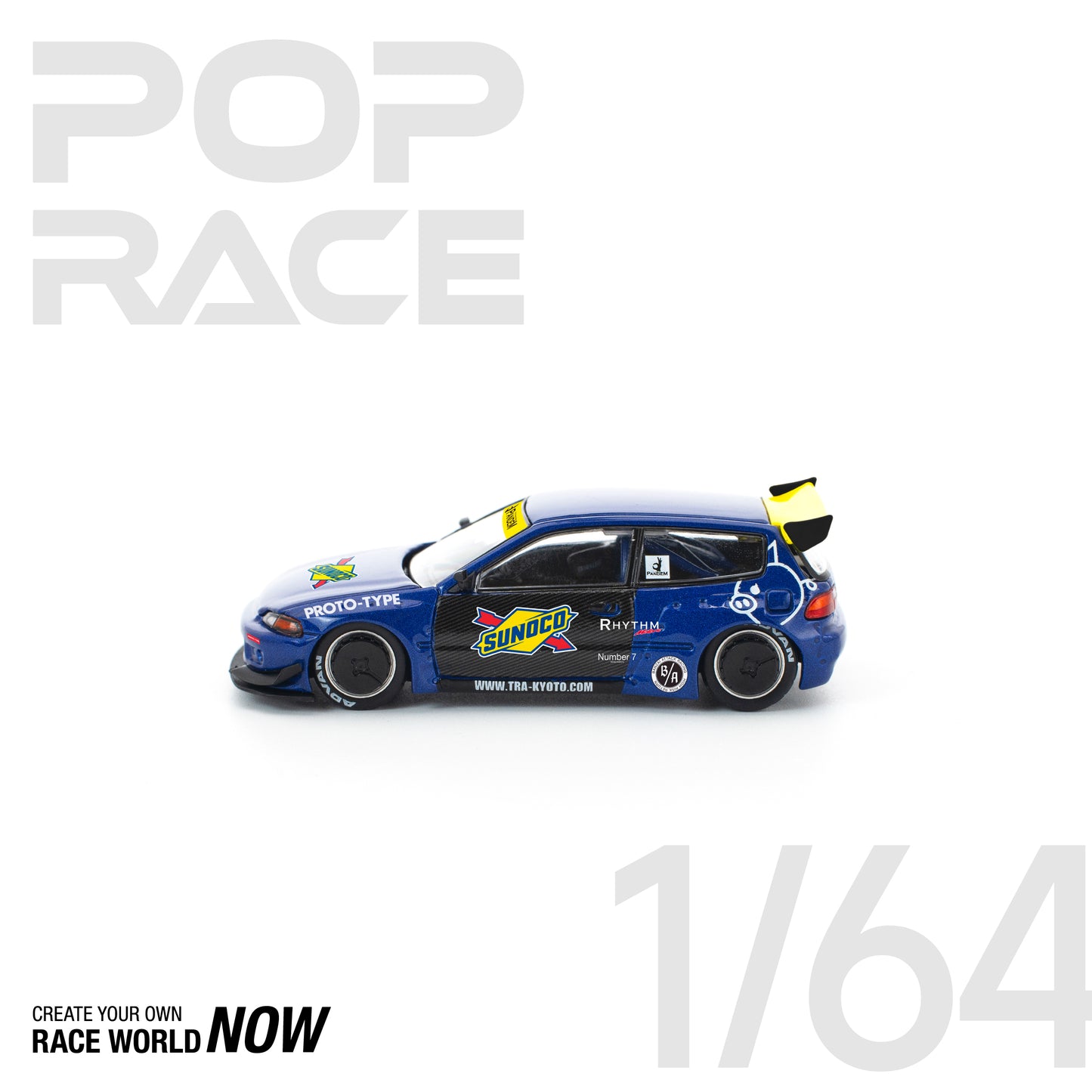 POP RACE 1:64 PANDEM CIVIC EG6 BLUE/BLACK