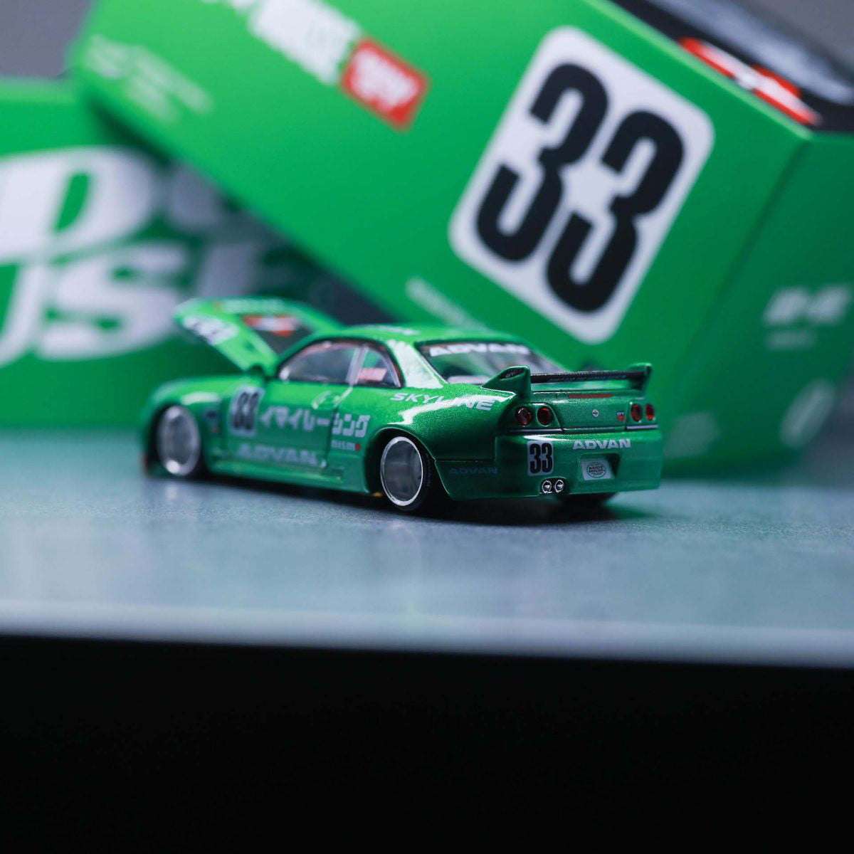 1:64 NISSAN SKYLINE GT-R (R33) IMAI RACING V1 GREEN — KAIDOHOUSE X MINI GT
