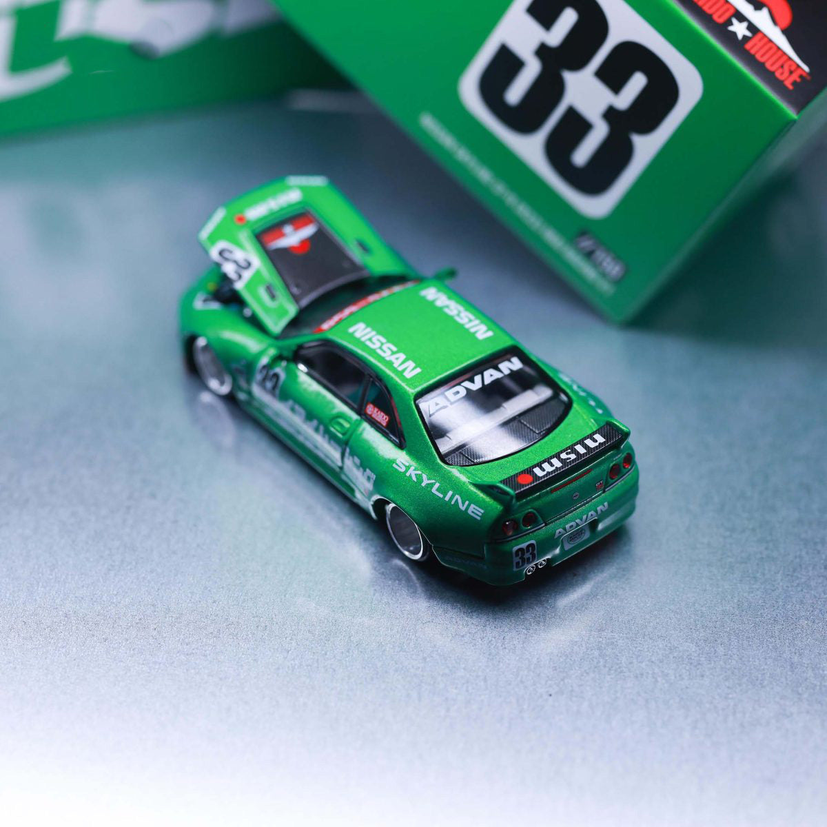 1:64 NISSAN SKYLINE GT-R (R33) IMAI RACING V1 GREEN — KAIDOHOUSE X MINI GT