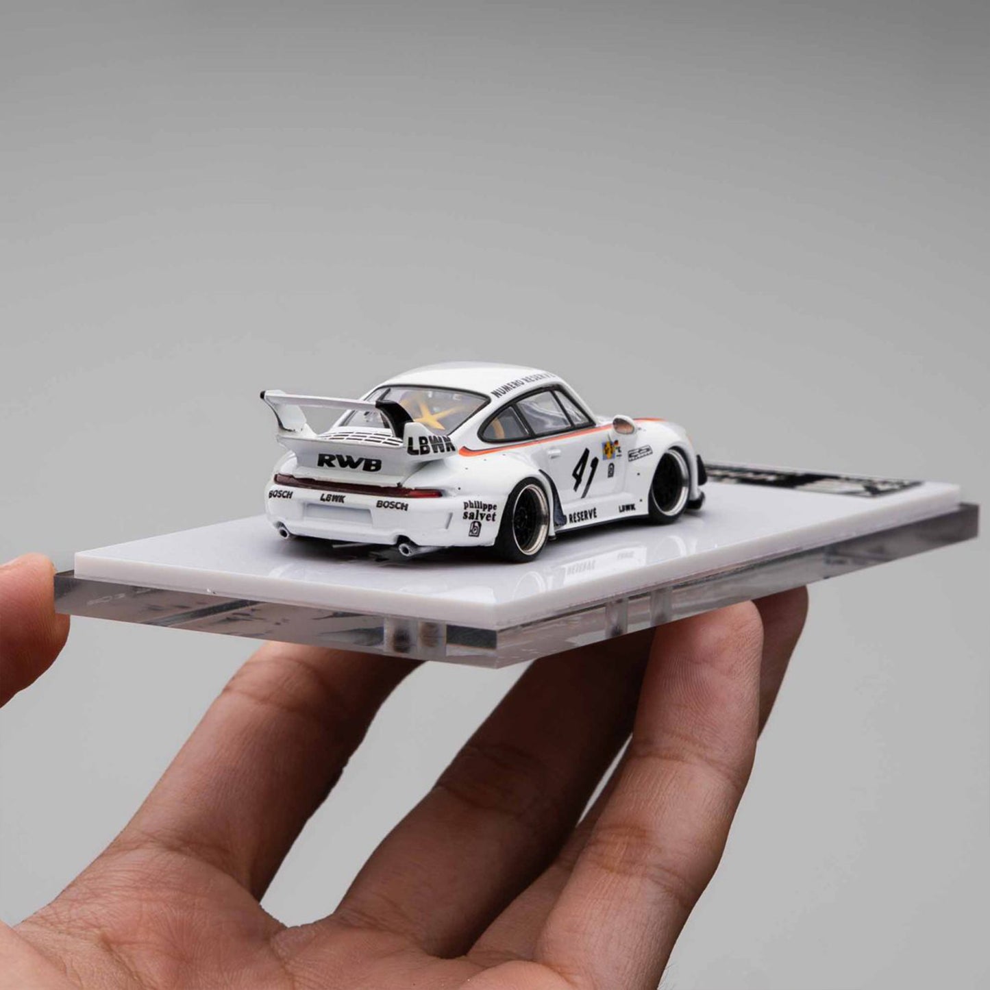PORSCHE 993 RWB #41, WHITE: MOBY DICK 1:64