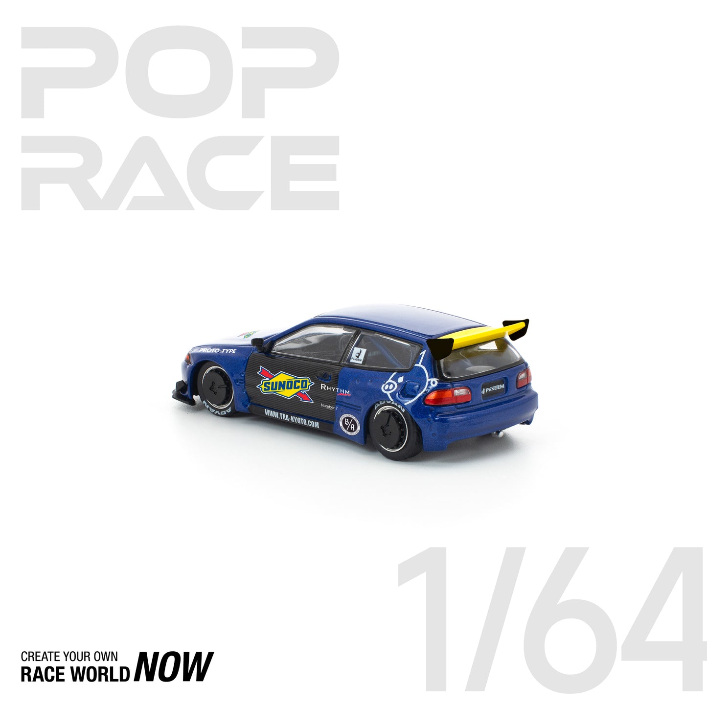 POP RACE 1:64 PANDEM CIVIC EG6 BLUE/BLACK