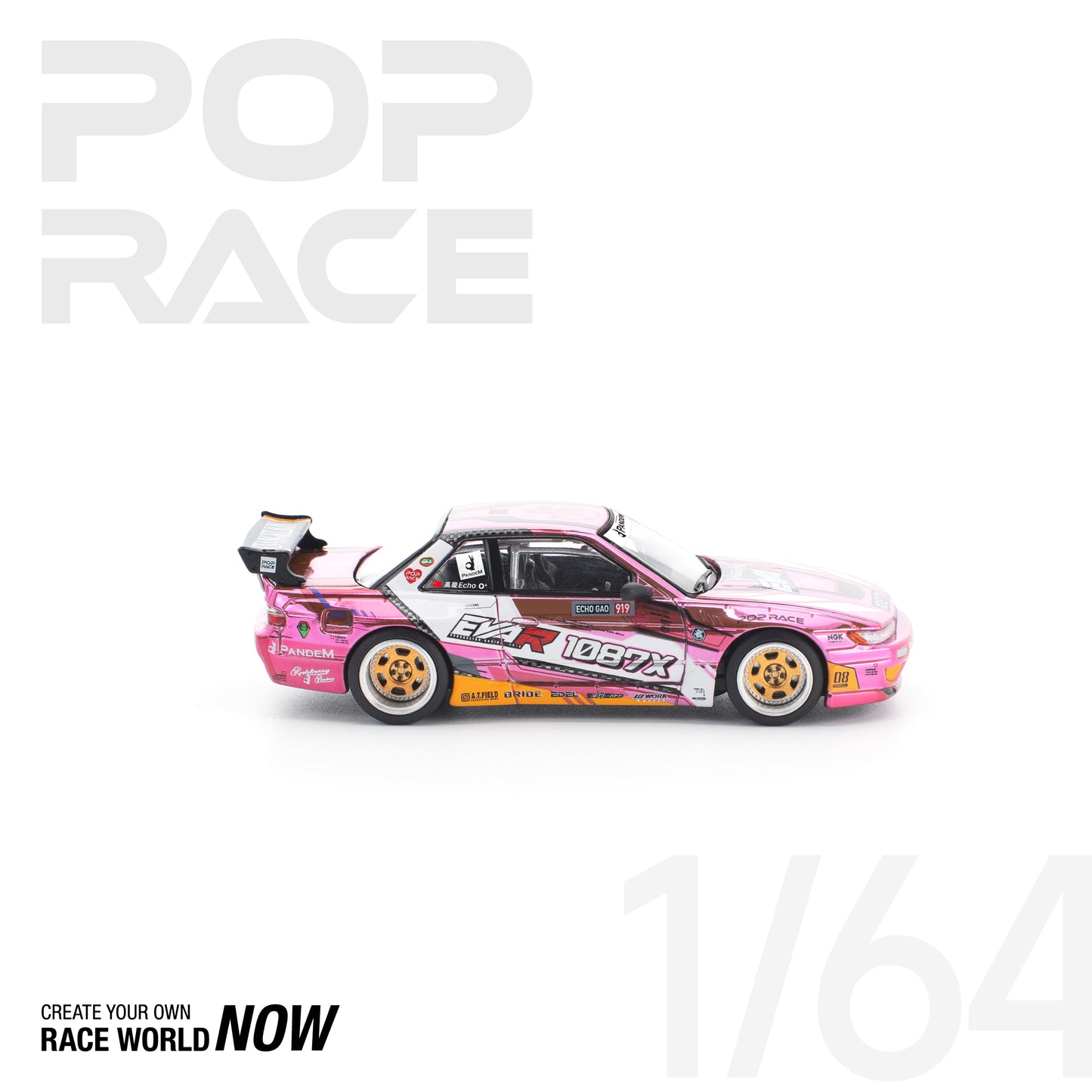 POP RACE 1:64 PANDEM S13 EVA RT PRODUCTION MODEL CUSTOM TYPE-08 EVA RACING x 1087X