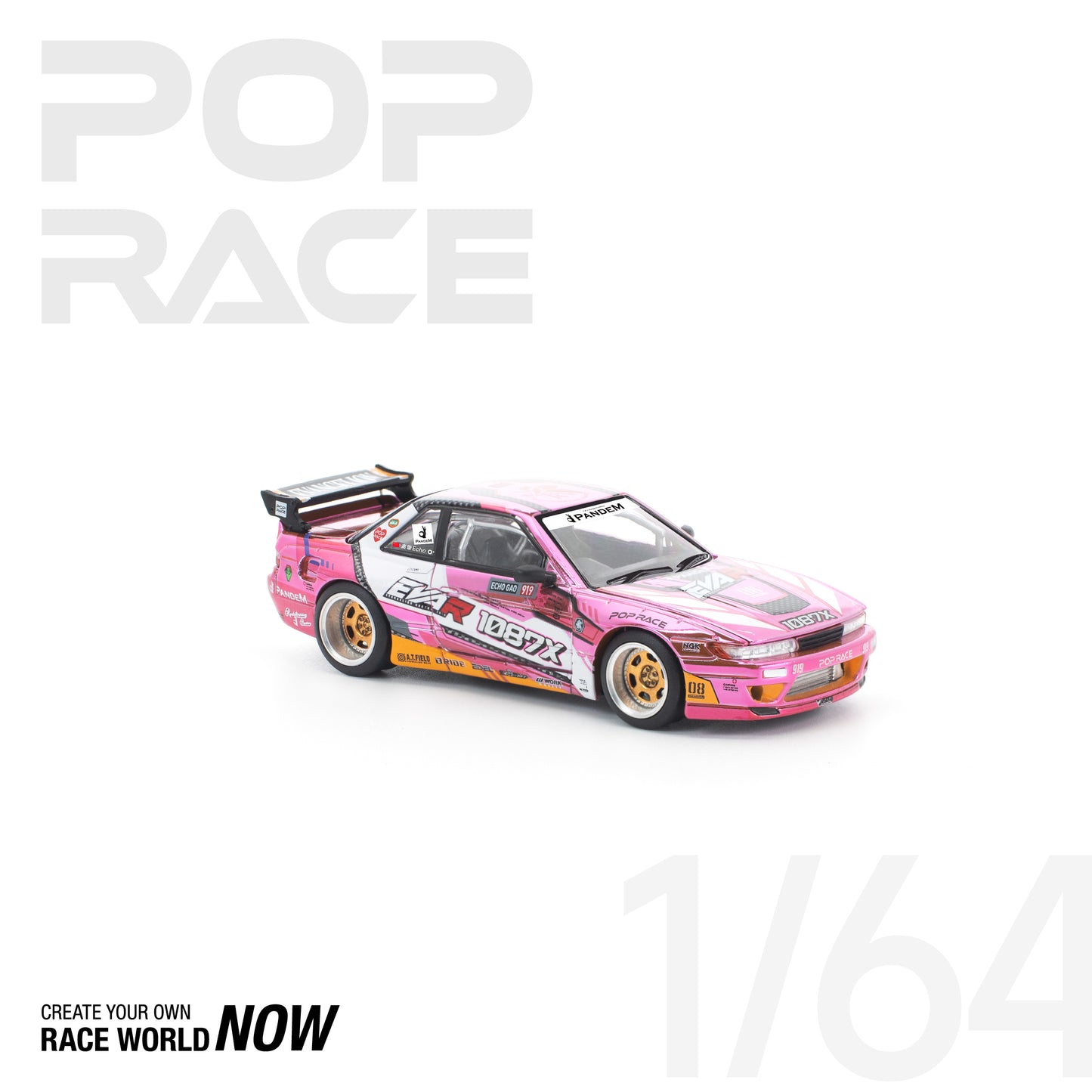 POP RACE 1:64 PANDEM S13 EVA RT PRODUCTION MODEL CUSTOM TYPE-08 EVA RACING x 1087X