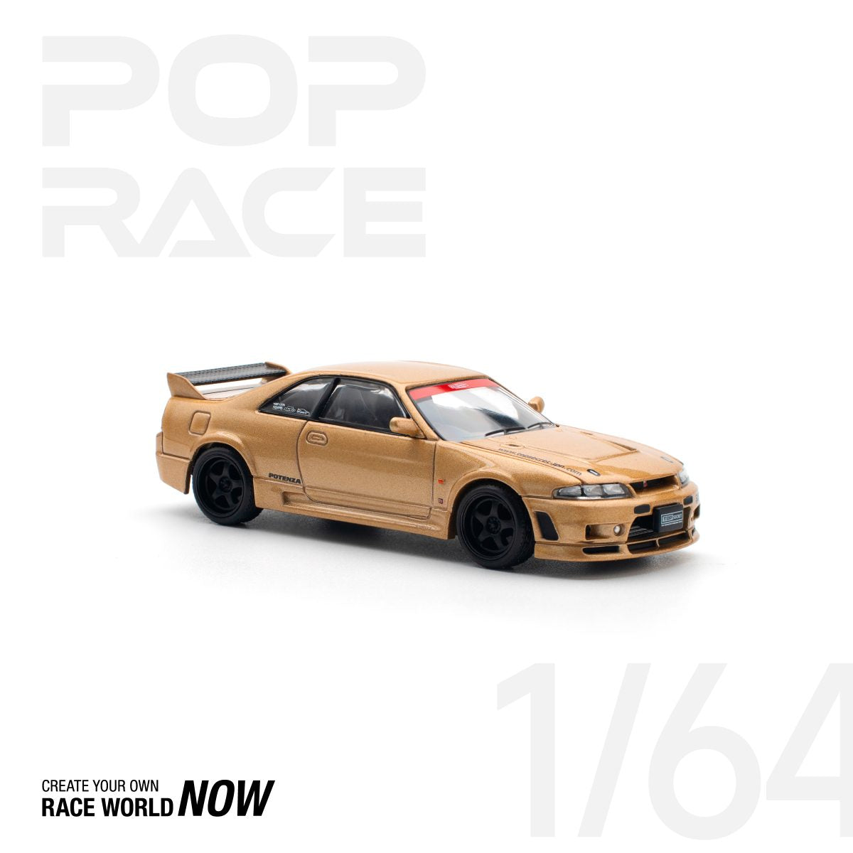 POP RACE 1:64 TOP SECRET GT-R R33 – GOLD - PRE ORDER