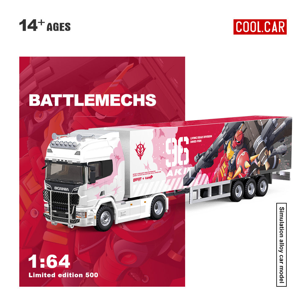 CoolCar 1:64 Scania container truck pink mecha paint simulation alloy car model