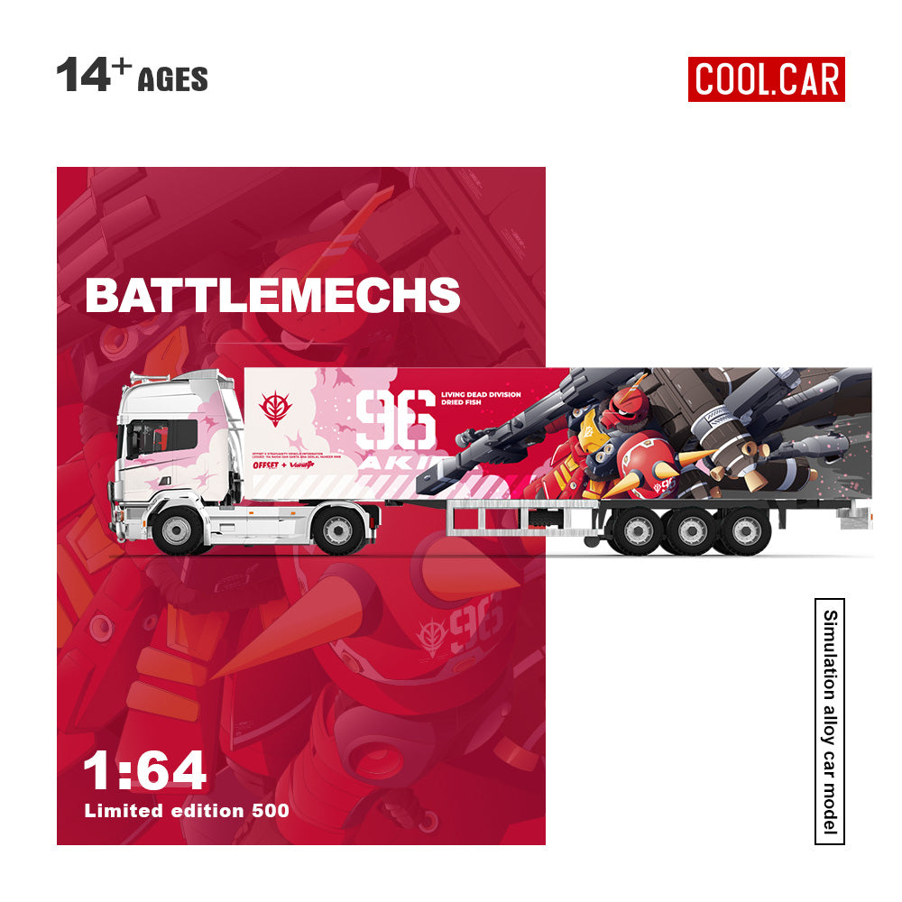 CoolCar 1:64 Scania container truck pink mecha paint simulation alloy car model