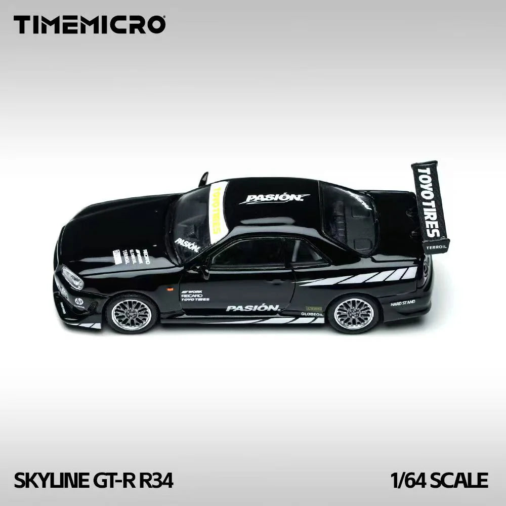 TimeMicro 1:64 Skyline GT-R R34 "Pasión" Black $19.00