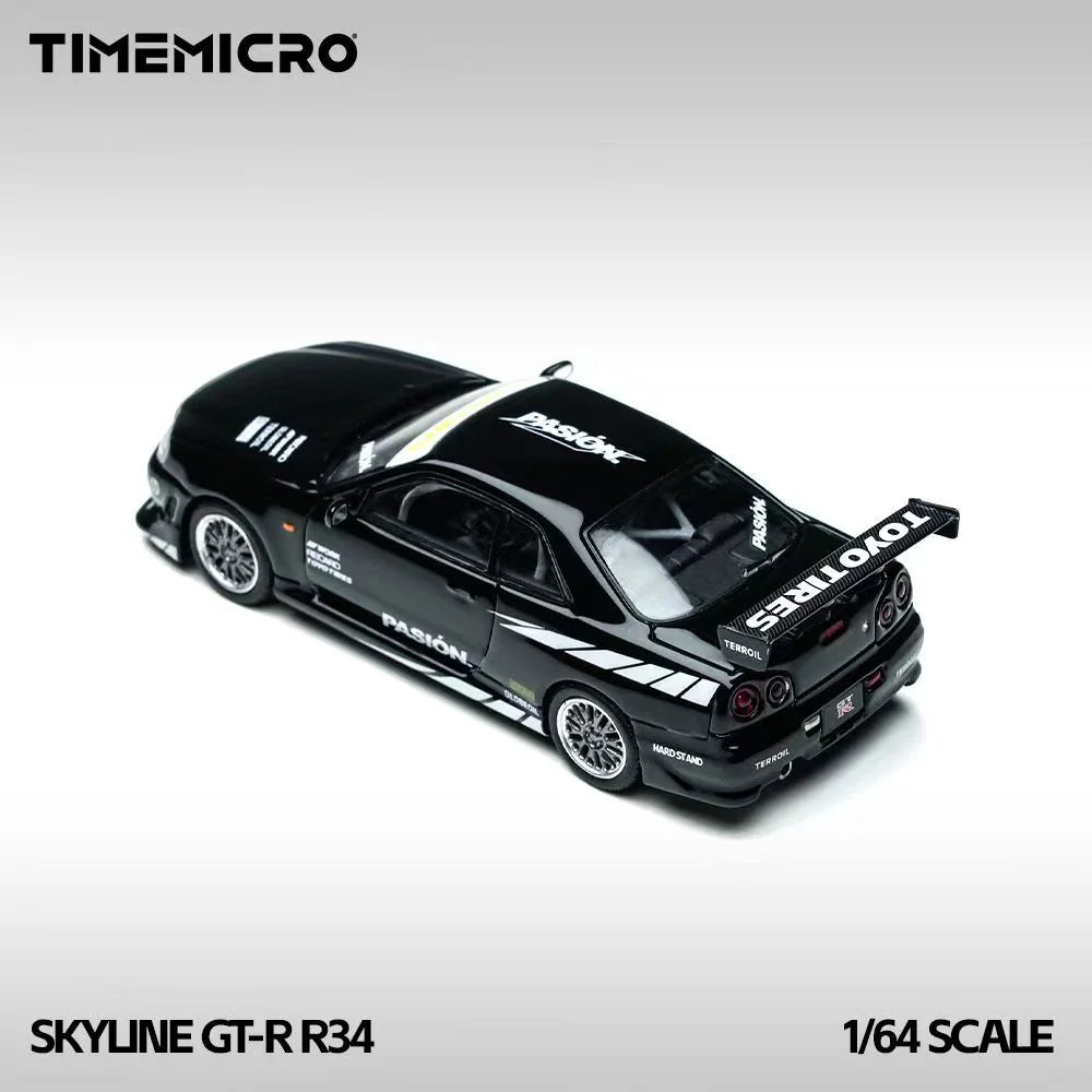 TimeMicro 1:64 Skyline GT-R R34 "Pasión" Black $19.00