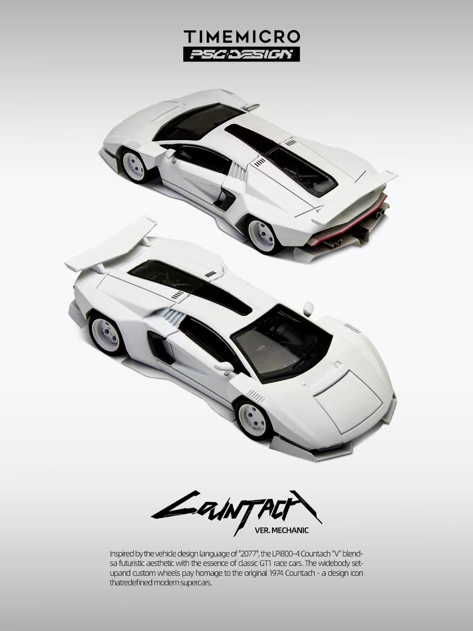 TimeMicro × PSC DESIGN 1:64 Countach "V" Ver. Mechanic PSC simulation alloy car model
