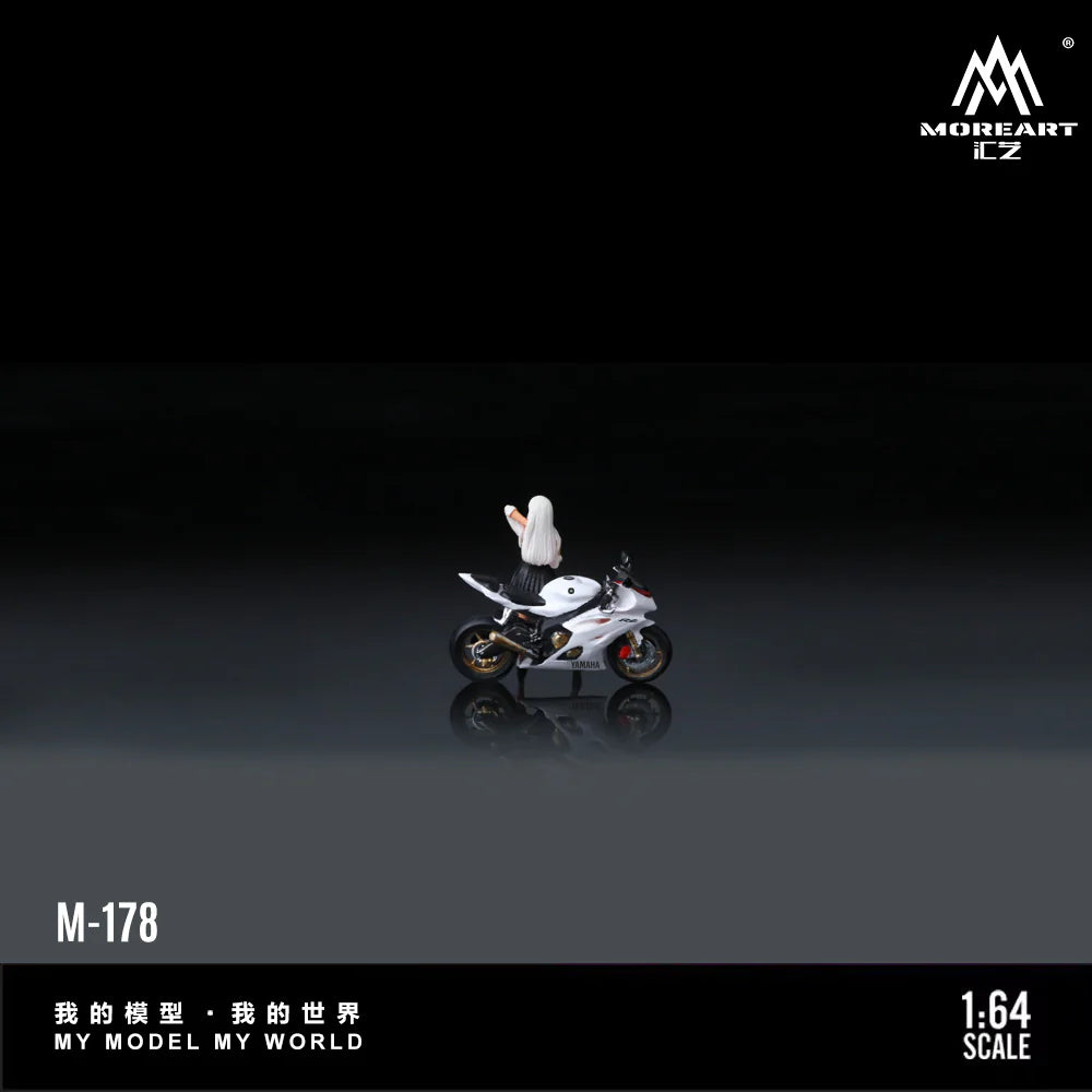 MoreArt1:64 Yamaha R6 White Girl Motorcycle Figurine Resin Model