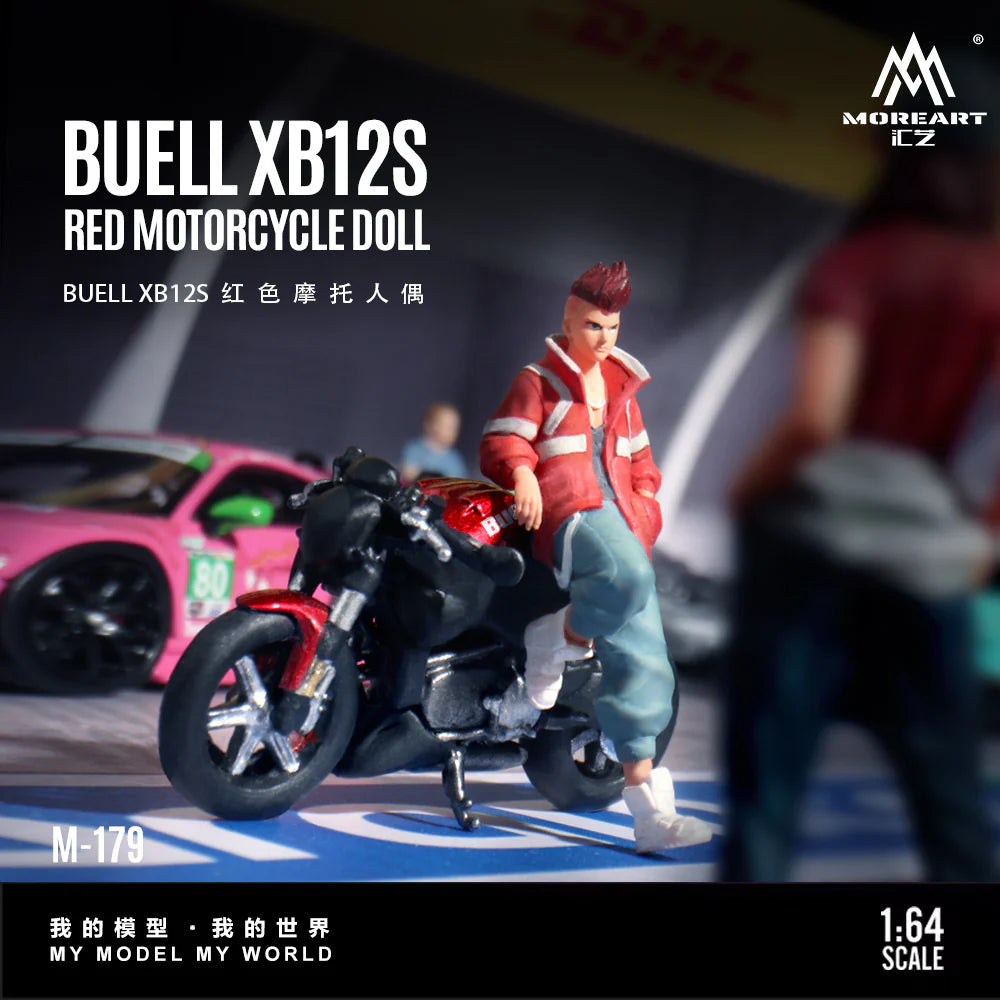 MoreArt 1:64 BUELL XB12S Red Motorcycle Figure, Resin Model