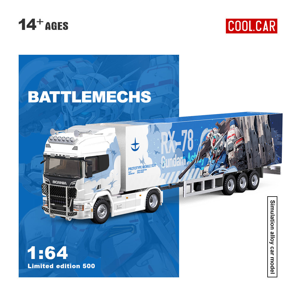 CC 1:64 Scania Container Truck RX-78 Mech Coating Simulation Alloy Car Model
