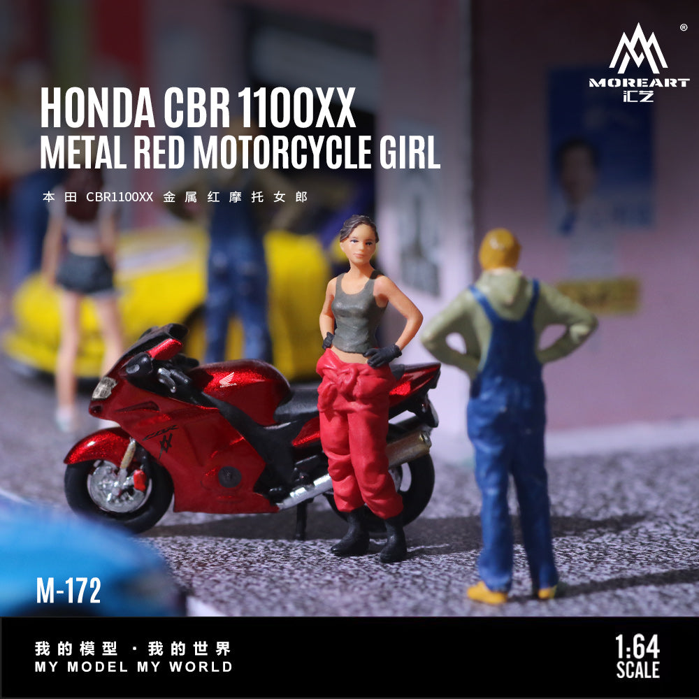 Moreart 1:64 Honda CBR1100XX Metal Red Motorcycle Girl Simulation Resin model