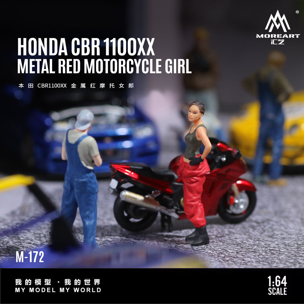 Moreart 1:64 Honda CBR1100XX Metal Red Motorcycle Girl Simulation Resin model