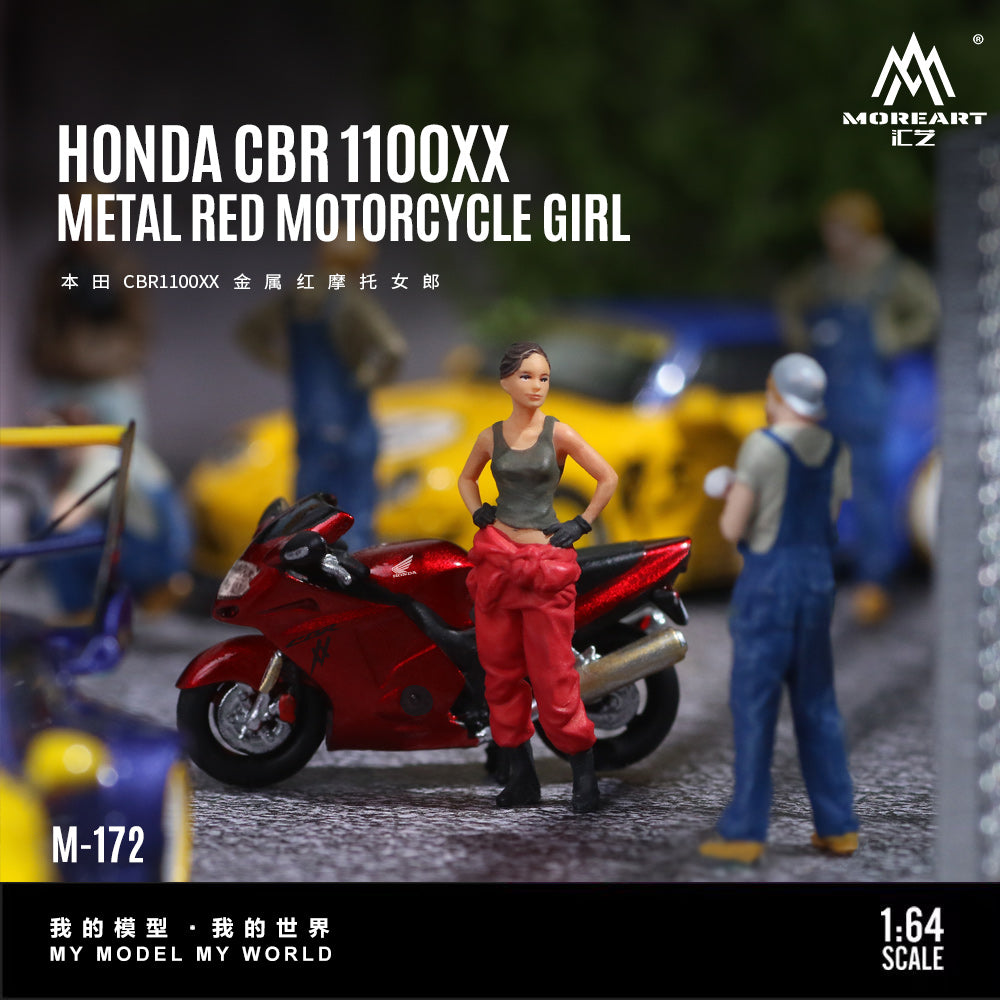 Moreart 1:64 Honda CBR1100XX Metal Red Motorcycle Girl Simulation Resin model