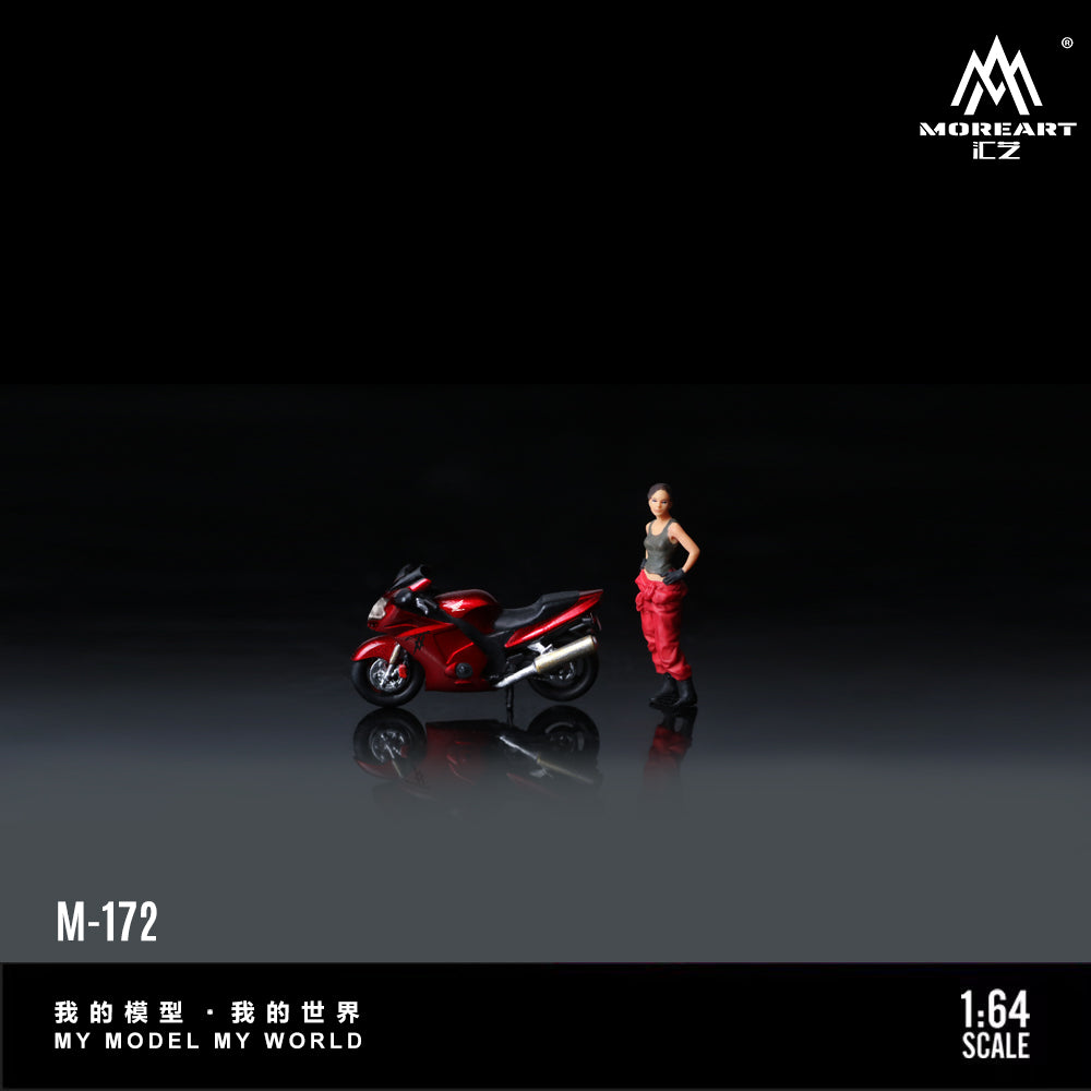 Moreart 1:64 Honda CBR1100XX Metal Red Motorcycle Girl Simulation Resin model