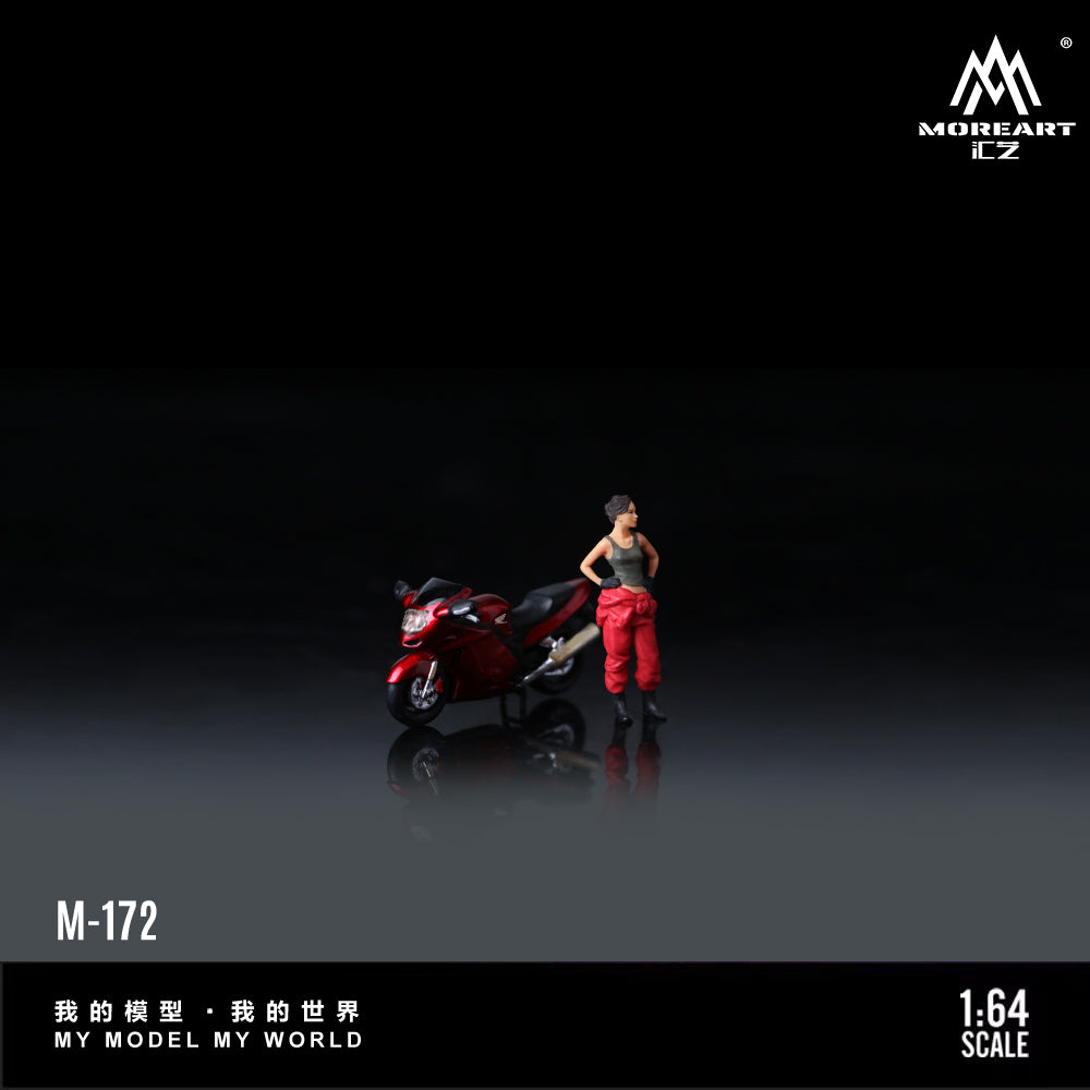 Moreart 1:64 Honda CBR1100XX Metal Red Motorcycle Girl Simulation Resin model