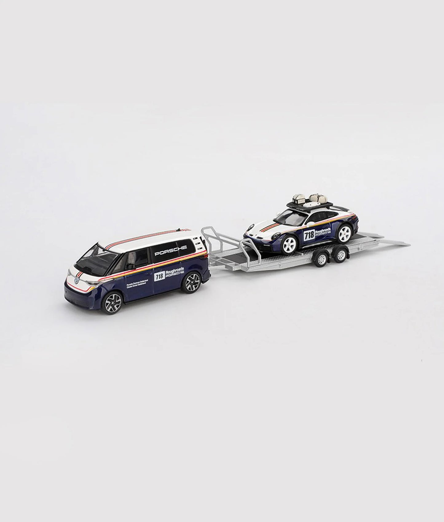 MINIGT - MGTS0019 Porsche 911 Dakar #718 / Volkswagen ID. Buzz Porsche Centrum Gelderland Roughroads Set