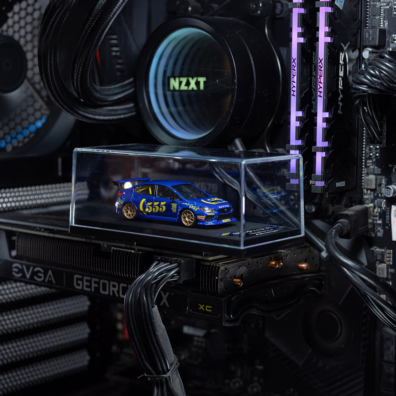 MINI STATION 1:64 WRX STI RALLY 555 LIVERY BLUE