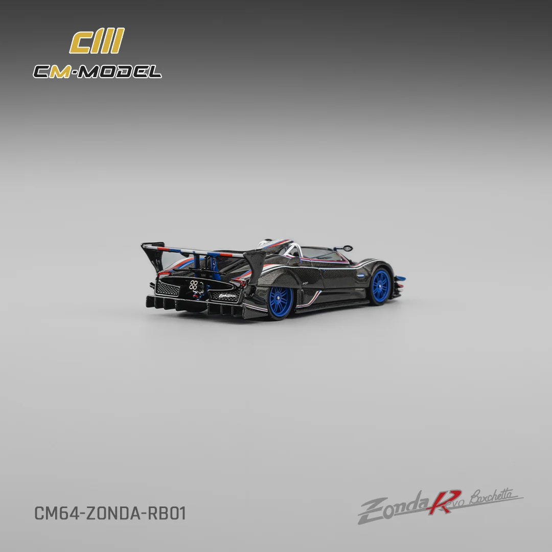 CM MODEL - 1:64 PAGANI ZONDA REVO BARCHETTA – CARBON FIBER BLACK