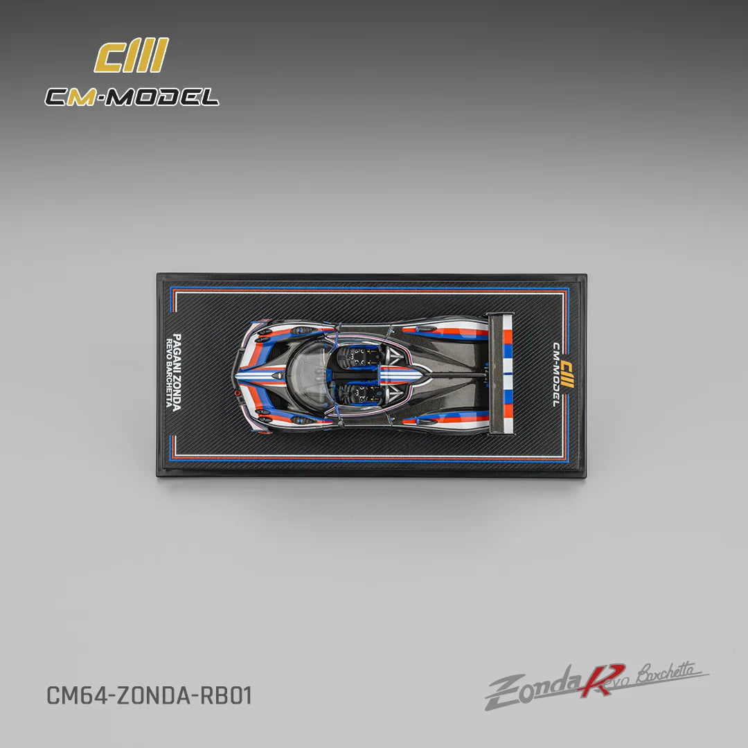 CM MODEL - 1:64 PAGANI ZONDA REVO BARCHETTA – CARBON FIBER BLACK