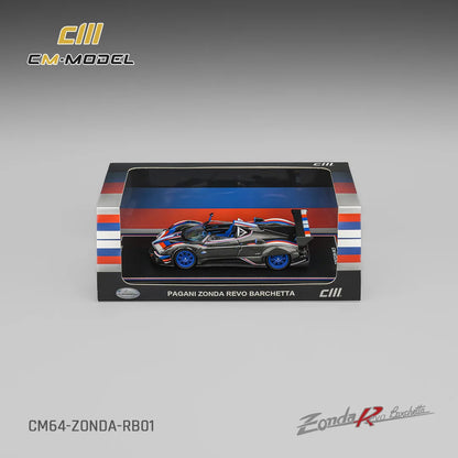 CM MODEL - 1:64 PAGANI ZONDA REVO BARCHETTA – CARBON FIBER BLACK