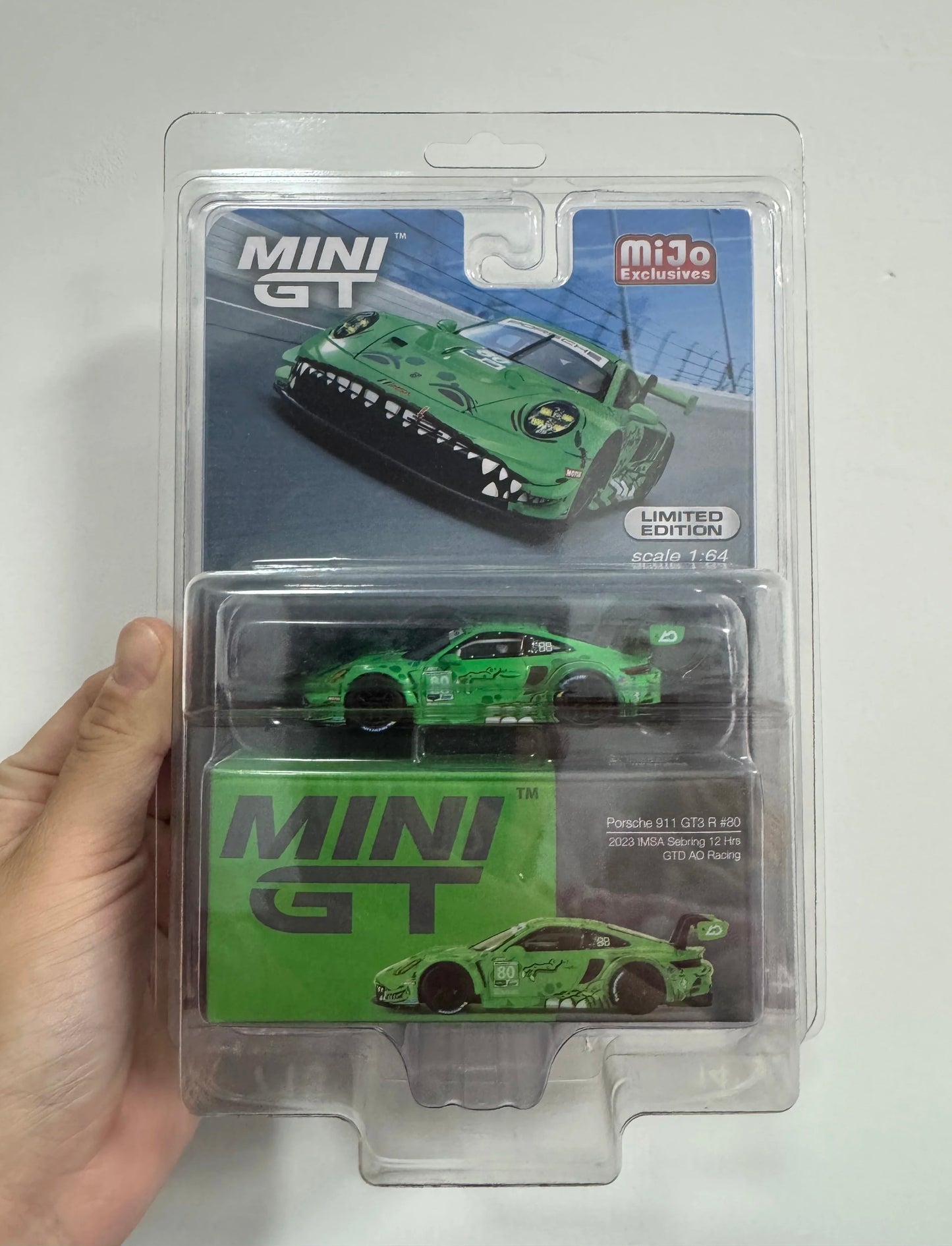1/64 Mini GT 2023 Porsche 911 GT3 R #80-Rare IMSA Sebring GTD Racing