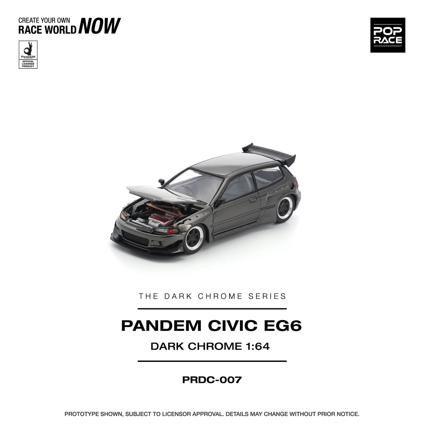 POP RACE 1/64 - PANDEM CIVIC EG6 DARK CHROME