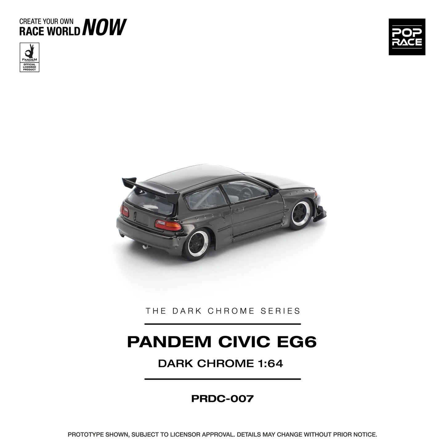 POP RACE 1/64 - PANDEM CIVIC EG6 DARK CHROME