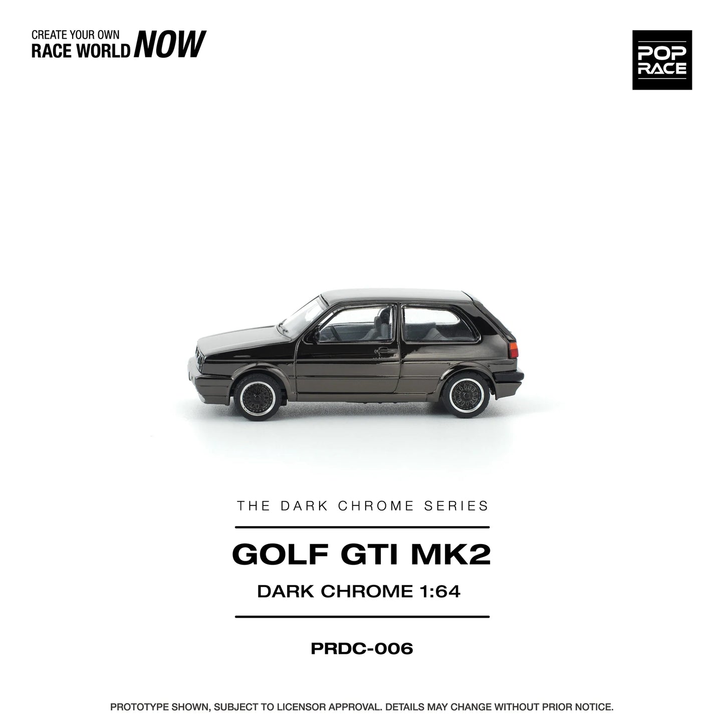 POP RACE 1/64 - GOLF GTI MK2 DARK CHROME