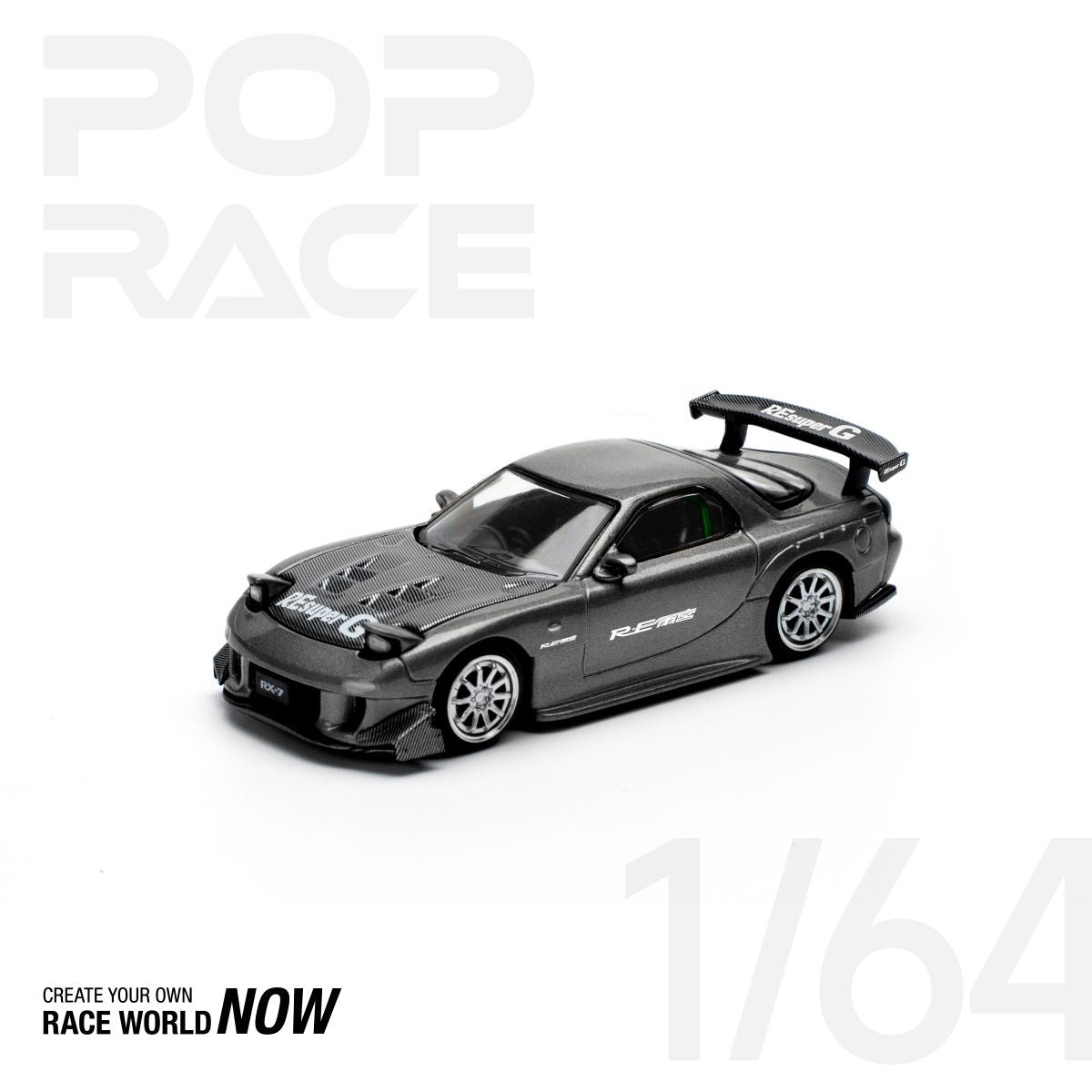 POP RACE 1:64 MAZDA RX7 RE-AMEMIYA – GUN METAL - PRE ORDER