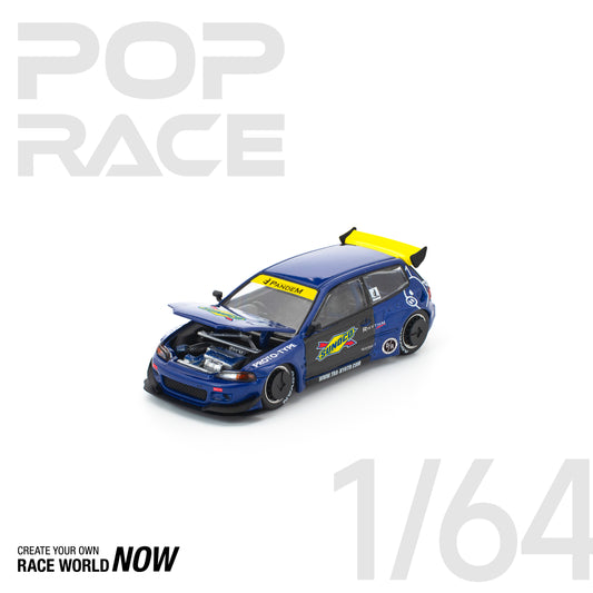 POP RACE 1:64 PANDEM CIVIC EG6 BLUE/BLACK