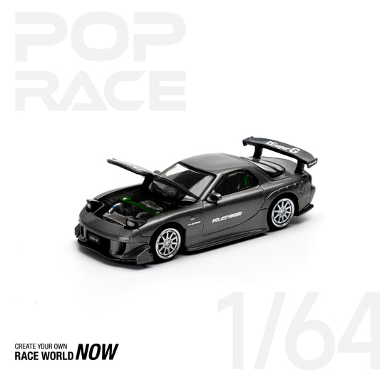 POP RACE 1:64 MAZDA RX7 RE-AMEMIYA – GUN METAL - PRE ORDER