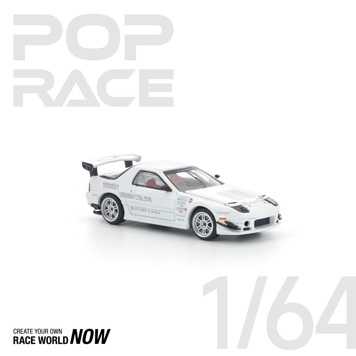 POP RACE 1:64 MAZDA RX7 FC3S RE-AMEMIYA WHITE - PRE ORDER