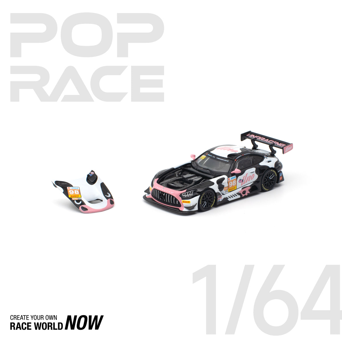 POP RACE 1/64 - MERCEDES-AMG GT3 EVO UNO RACING NO.98 CHINA GT RACE 2 "Momo"