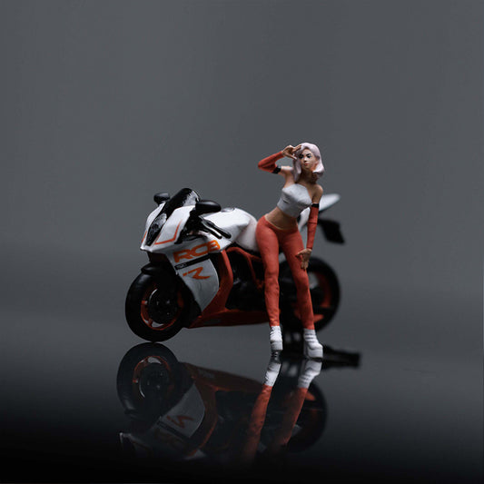 MOREART 1:64 KTM1190 MOTORCYCLE ACTION FIGURE SET – WHITE ORANGE