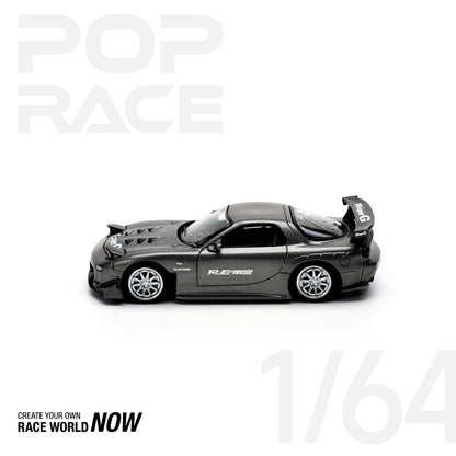 POP RACE 1:64 MAZDA RX7 RE-AMEMIYA – GUN METAL - PRE ORDER