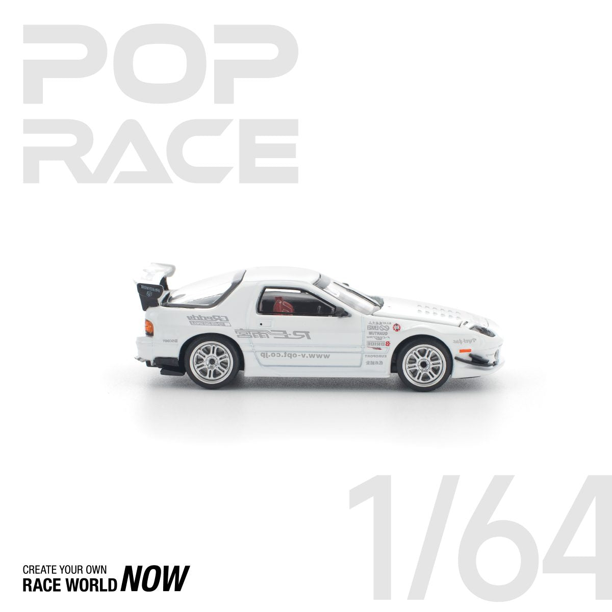 POP RACE 1:64 MAZDA RX7 FC3S RE-AMEMIYA WHITE - PRE ORDER