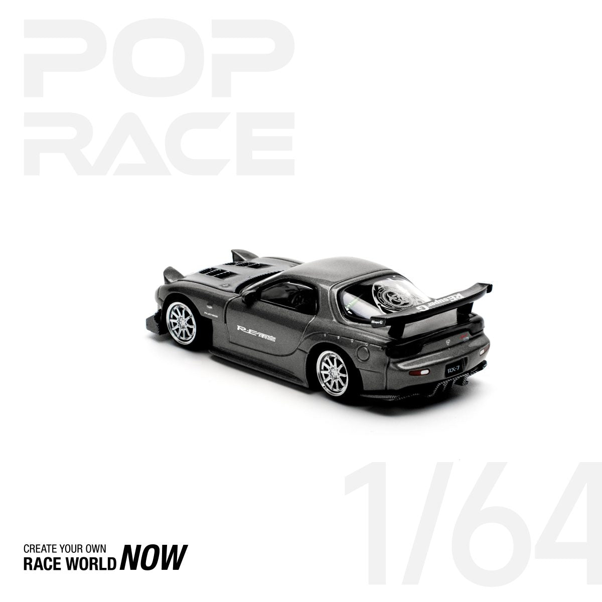 POP RACE 1:64 MAZDA RX7 RE-AMEMIYA – GUN METAL - PRE ORDER