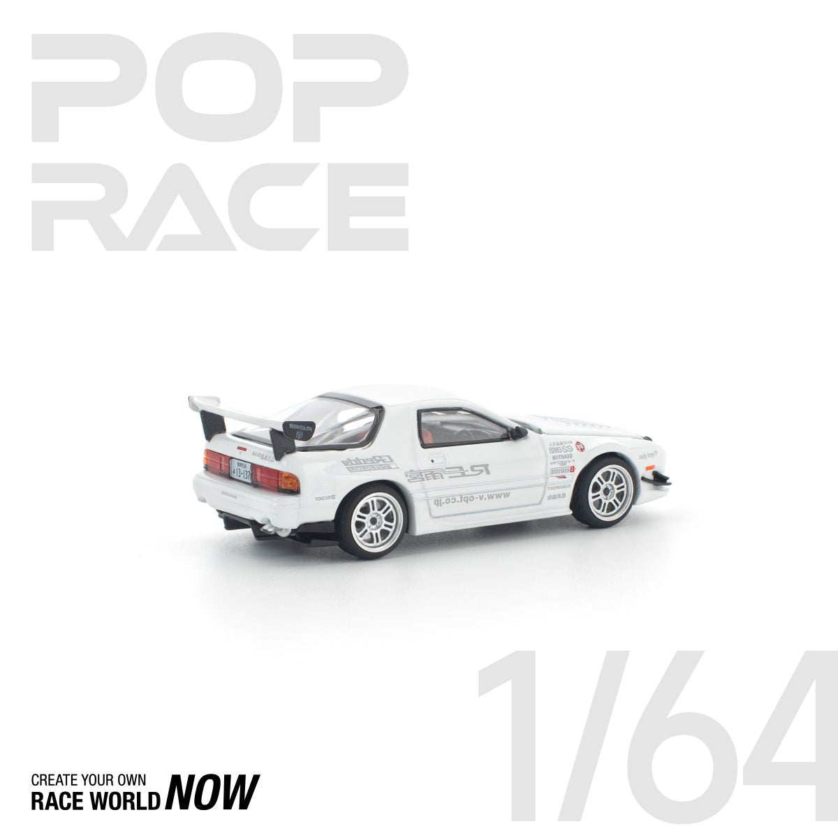POP RACE 1:64 MAZDA RX7 FC3S RE-AMEMIYA WHITE - PRE ORDER