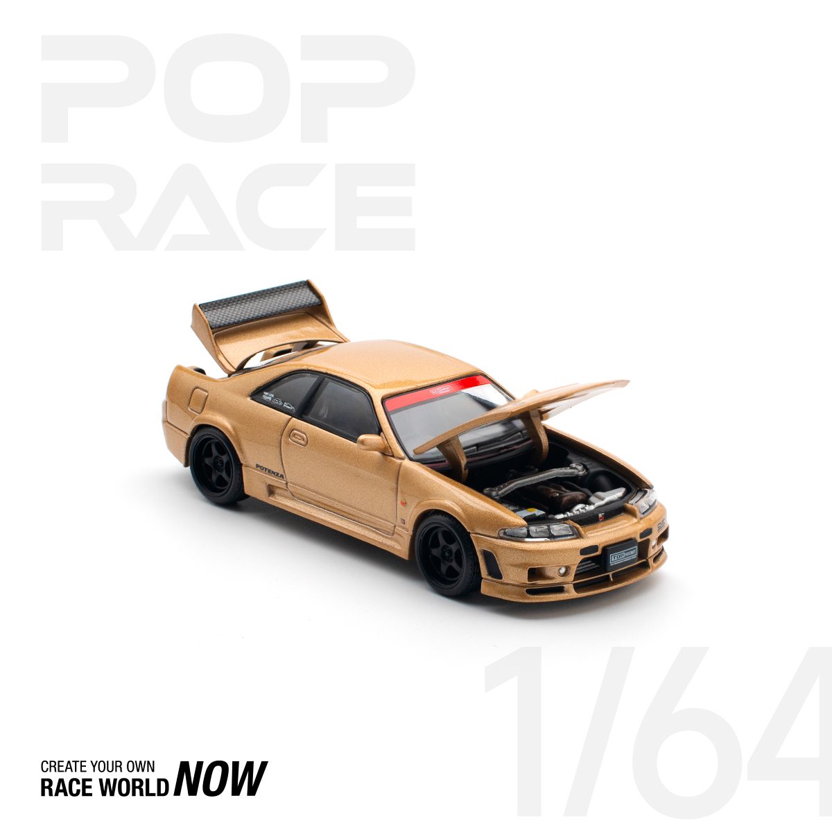 POP RACE 1:64 TOP SECRET GT-R R33 – GOLD - PRE ORDER