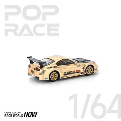 POP RACE 1:64 TOP SECRET GT300 SUPRA CHROME GOLD / CARBON HOOD - PRE ORDER