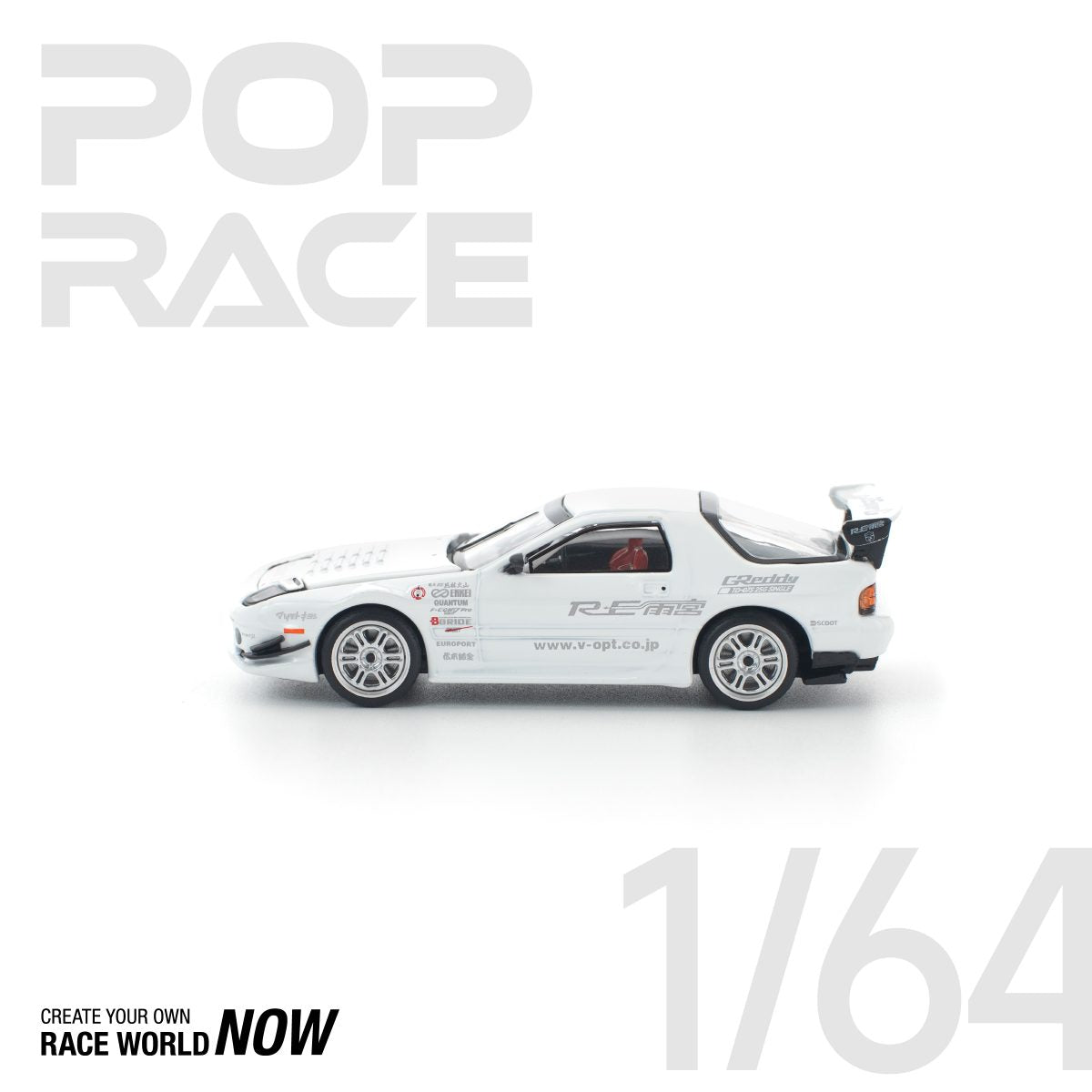 POP RACE 1:64 MAZDA RX7 FC3S RE-AMEMIYA WHITE - PRE ORDER